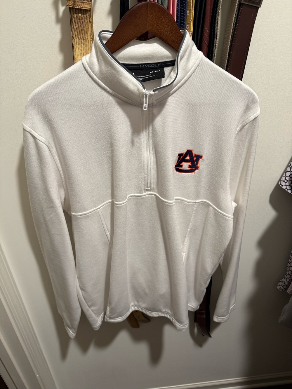 Auburn University White Quarter-Zip Pullover Sweater Mens Large